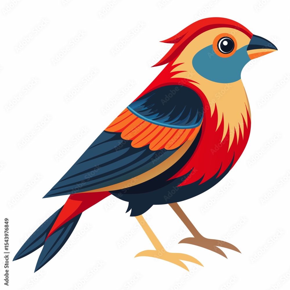 Obraz premium Vibrant red and blue bird illustration