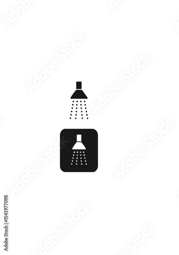 Shower Facility Icons in Minimalist Style Including Freeform and Square Sign Versions for Bath, Hygiene and Public Washroom Signage Design