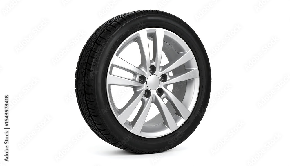 Silver Alloy Car Wheel Tire. Silver Alloy Car Wheel Tire.