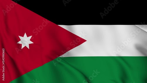 jordan national flag video waving in wind. Realistic flag background. Close up view, perfect loop, 4K footage.