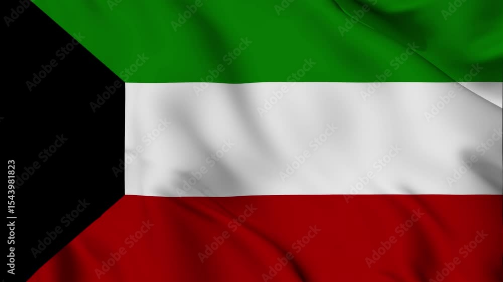 kuwait national flag video waving in wind. Realistic flag background. Close up view, perfect loop, 4K footage. kuwait national flag video waving in wind. Realistic flag background. Close up view, perfect loop, 4K footage.