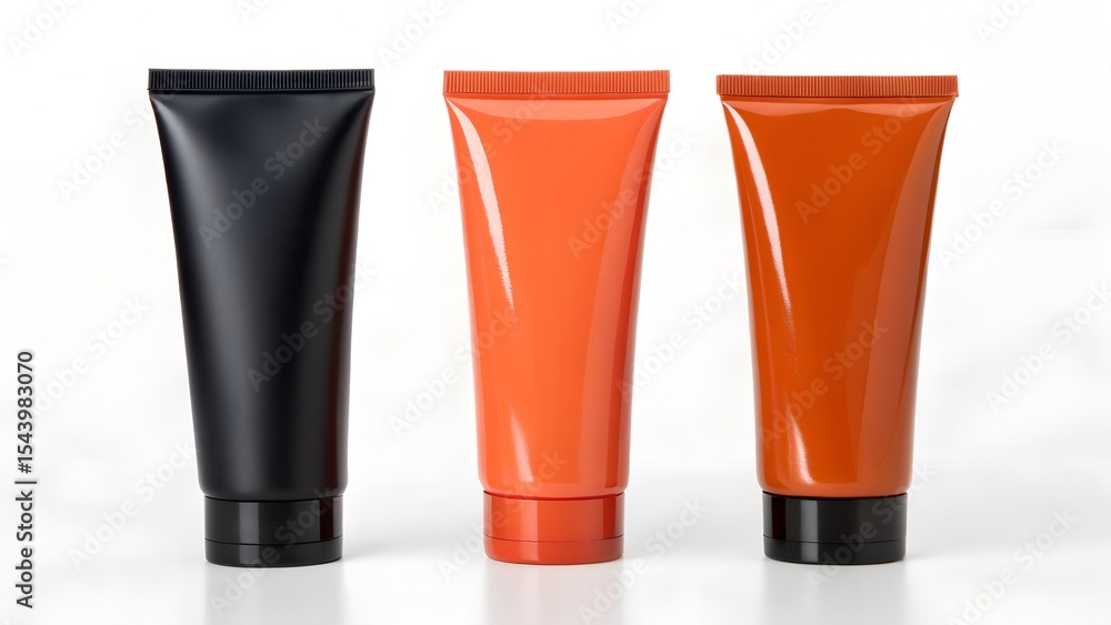 three minimalist cosmetic tubes two in sleek black and one white three minimalist cosmetic tubes two in sleek black and one white