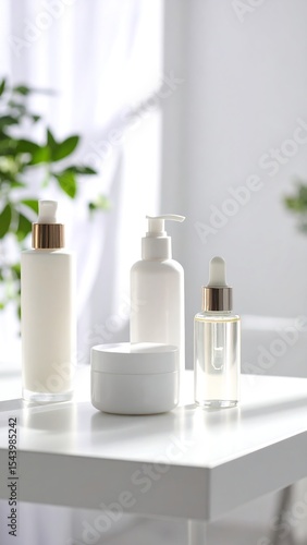 Skincare products with bright room.