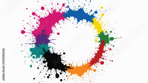 Colorful Paint Splatters on White Background. Splash of Colorful Paint. 