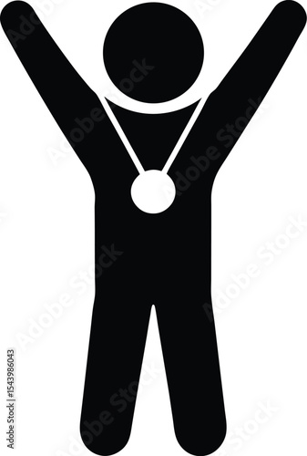 Winning athlete champion silhouette vector illustration