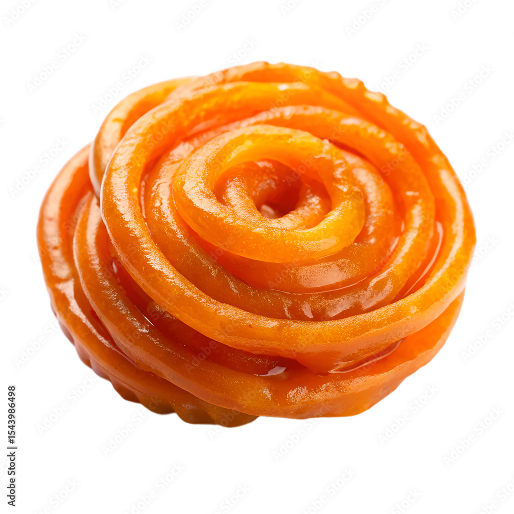 Obraz premium Fresh and Juicy Orange Jalebi Spiral On transparent background