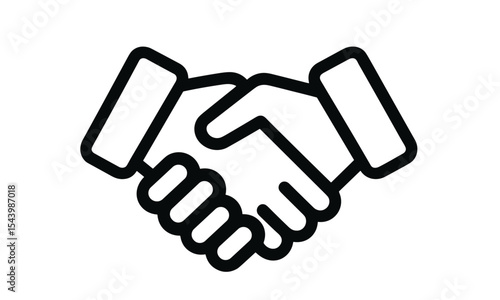 Handshake agreement concept, isolated icon, vector illustration, business deal, team collaboration, mutual trust, corporate handshake, cutout, office meeting, partnership, teamwork.