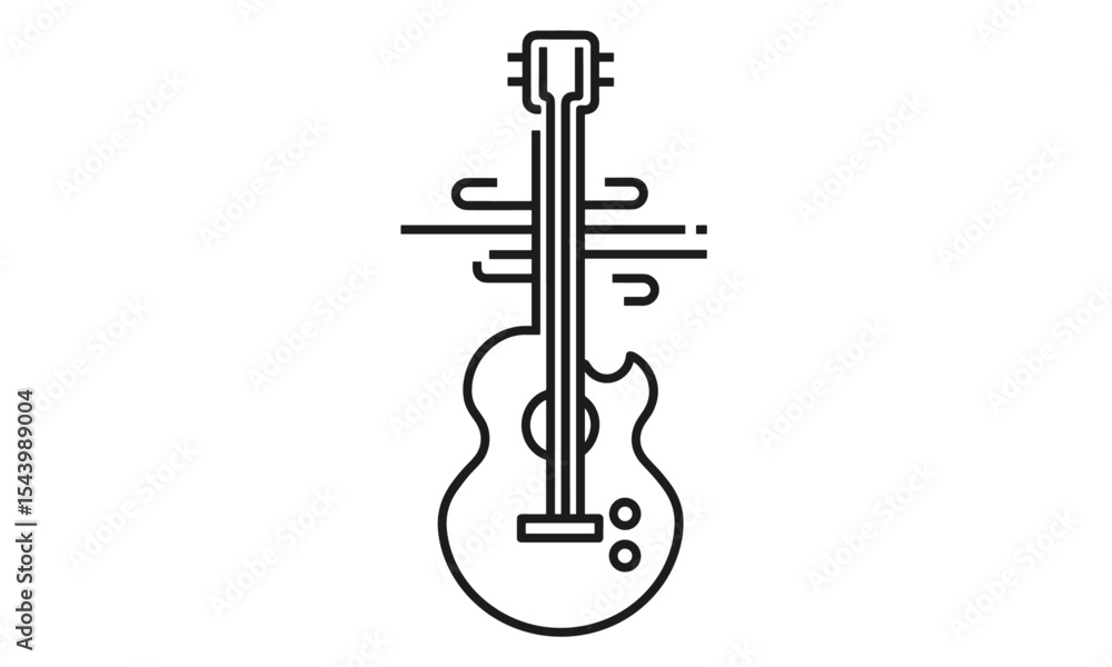 Fototapeta premium Guitar store logo, music icons for poster or branding, audio equipment symbol, band identity, sound instrument badge, acoustic guitar silhouette, vector illustration.