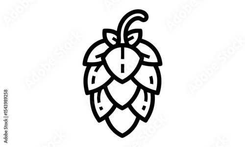 Hop logo, brewing label, craft beer icon, hop cone isolated, vintage emblem, vector illustration, hops clipart, ale farm element, herbal brewing design, beer ingredient badge, transparent background.
