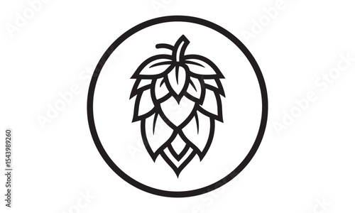 Brewing hop emblem, isolated hop icon, beer label symbol, vector illustration, organic beer hop, ale craft sign, farm product icon, herbal badge, vintage hops design, cutout.