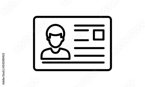 Business card icon, identity card, driver licence badge, vector illustration, student ID, flat style icon, staff ID card, access pass, employee badge, corporate ID tag.