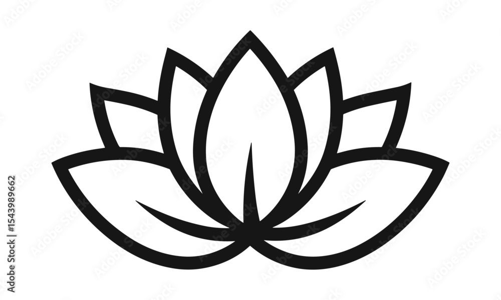 Fototapeta premium Elegant lotus flower logo template, feminine spa brand symbol, wellness icon inspiration, floral beauty concept for identity design, vector illustration, transparent background.