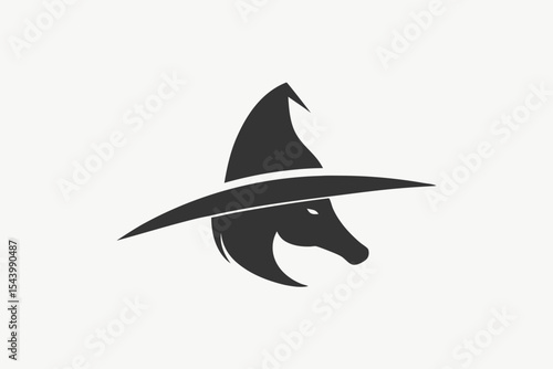 Elegant Single-Line Witch Hat Vector Art with Hidden Horse Silhouette – Minimalist Monochrome Design