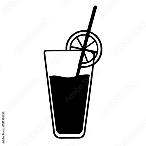 glass of cola with ice and straw