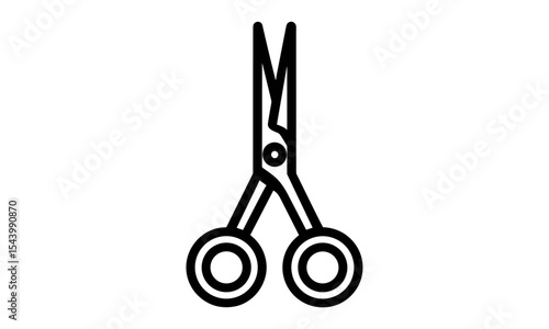 Vector illustration of scissor icon logo, minimal style, salon tool concept, beauty equipment, sharp cutting symbol, graphic design element, isolated on white, png.