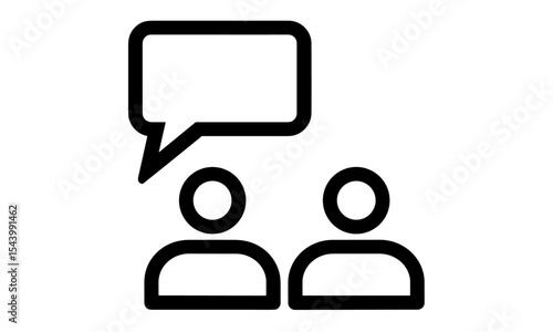 Discussion sign, talk icon, conversation badge, dispute icon, vector illustration, communication concept, help chat, talk symbol, social interaction, cutout, minimal style.