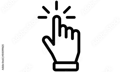 Touch vector icon, hand cursor symbol, black illustration, click pointer, mouse interaction, gesture control, flat icon, vector illustration, user interface, cutout, UI concept.
