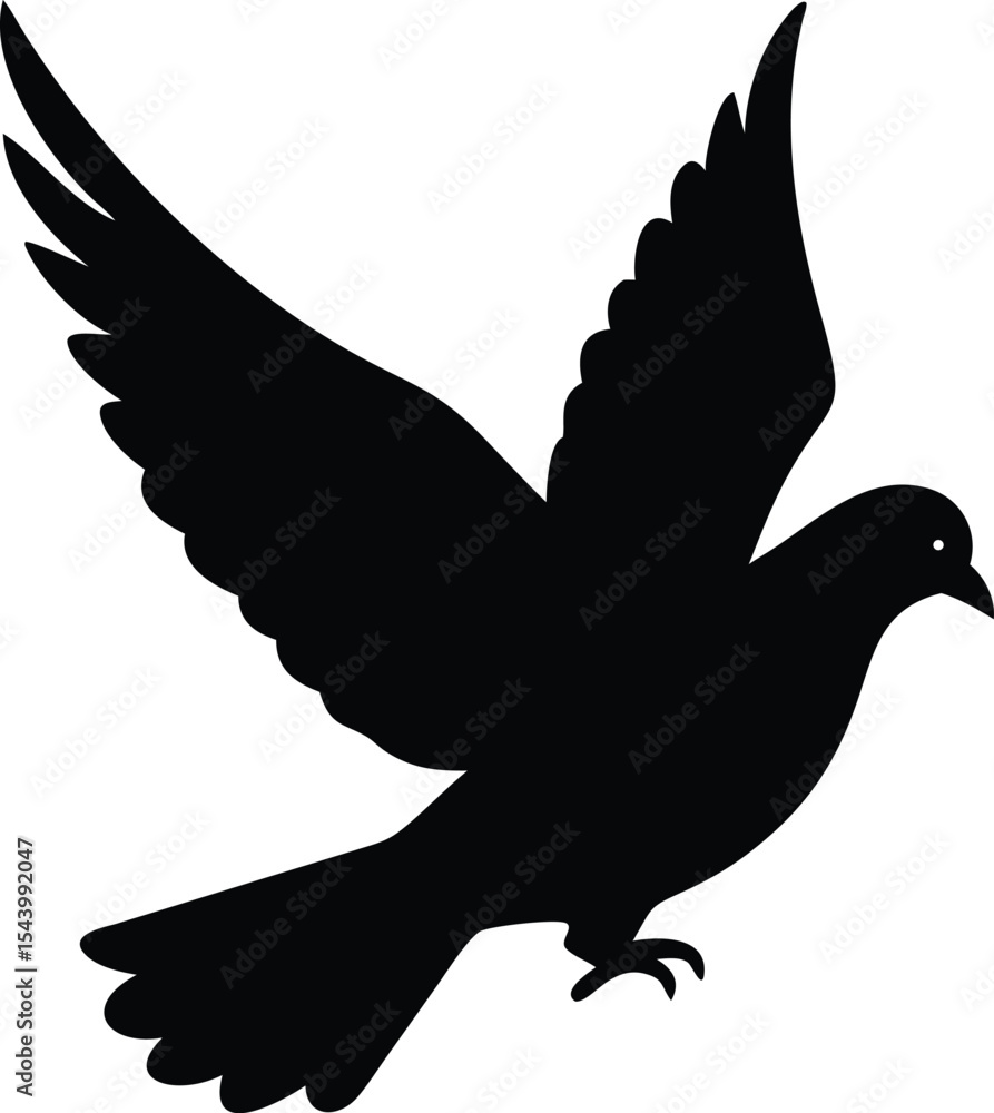Obraz premium A serene dove silhouette vector illustration depicts a flying bird, a symbol of peace and freedom in nature