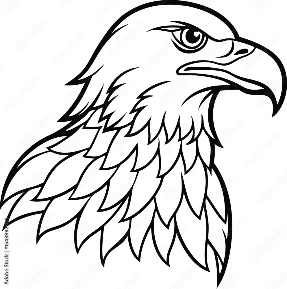 Obraz premium Bold vector illustration of an eagle head, a powerful symbol of wild nature with intricate feather design, perfect for a tattoo or mascot art
