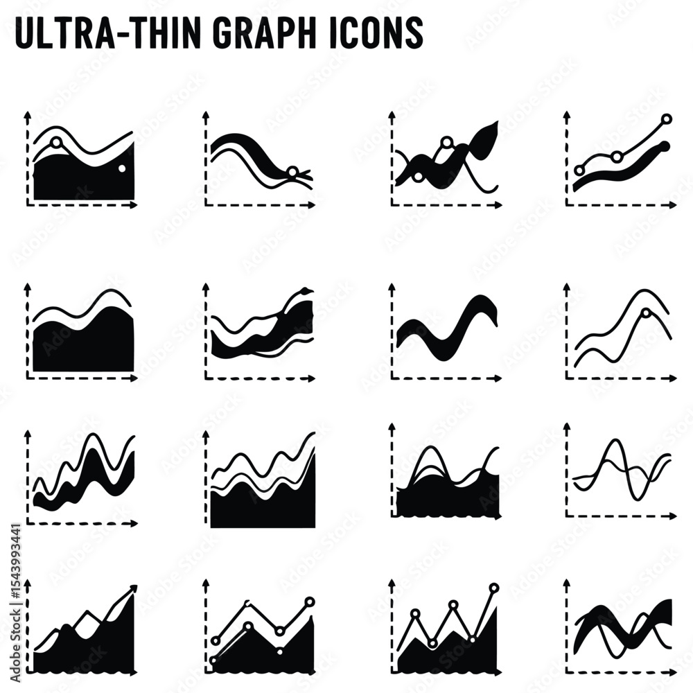 Obraz premium Collection of modern ultra thin line graph icons representing data and information visualization