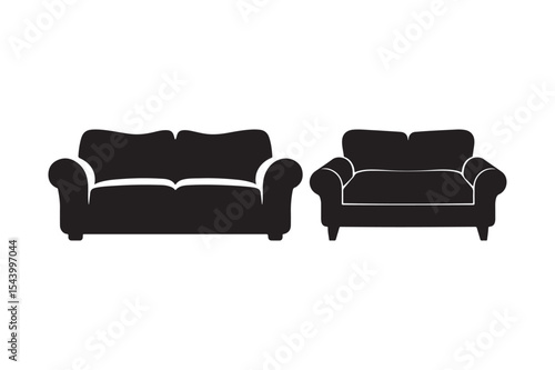 Modern Sofa and Couch Silhouette Clipart for Interior Decor and Furniture Design