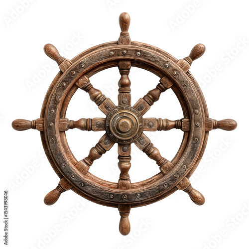 Wallpaper Mural Nautical wheel steering ship boat rudder wooden vintage travel marine isolated on transparent background Torontodigital.ca