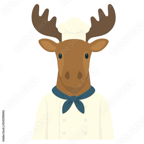 moose in chef clothes animal vector on white background vector animal in chef costume on white background