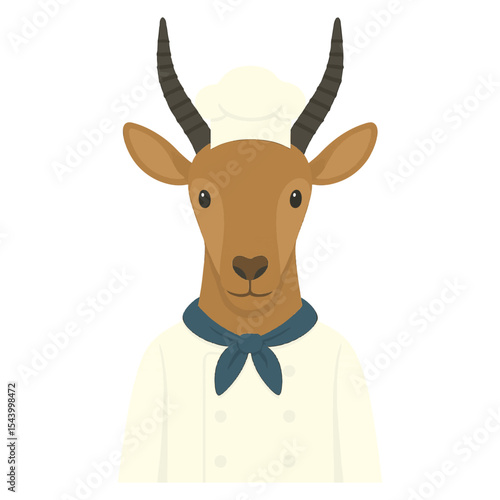 antelope in chef clothes animal vector on white background vector animal in chef costume on white background
