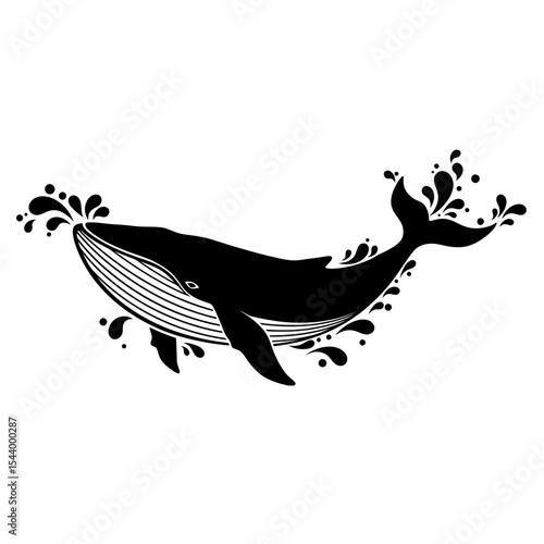 Graceful whale breaching the ocean surface a symbol of marine majesty and power rendered in clean