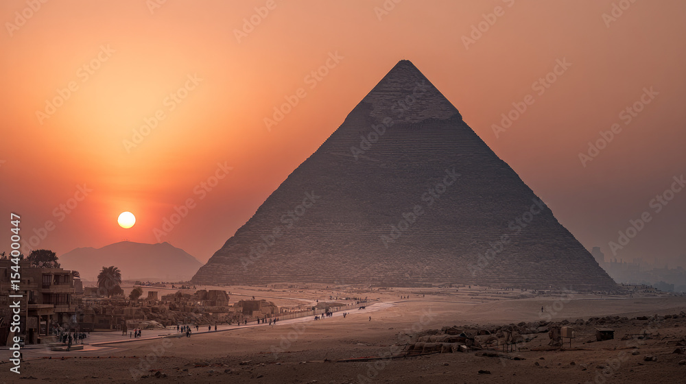 The Great Pyramid at sunrise near Cairo, Egypt's Giza Valley The Great Pyramid at sunrise near Cairo, Egypt's Giza Valley