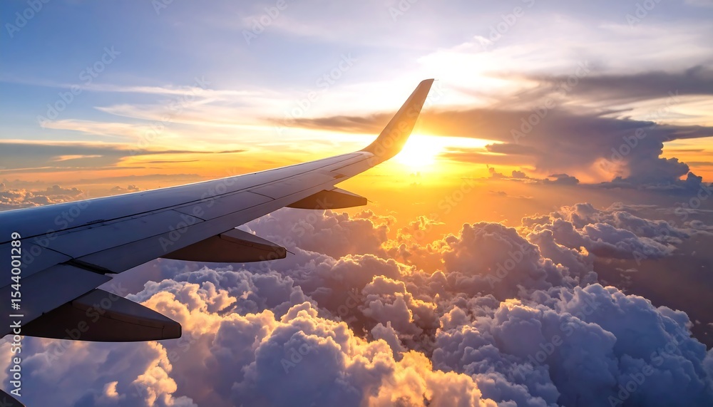 Naklejka premium Sunset Flight Above Cloudscape.