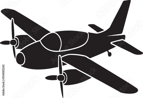 Twin propeller airplane silhouette icon