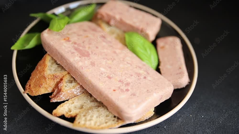 Pate meat peppers pork liver, pork meat riyet fresh delicious gourmet food background on the table rustic food top view copy space Pate meat peppers pork liver, pork meat riyet fresh delicious gourmet food background on the table rustic food top view copy space