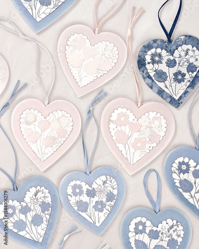 Mockup of heart-shaped wax sachets with pressed flowers inside, styled for Valentine's or wedding gift market
