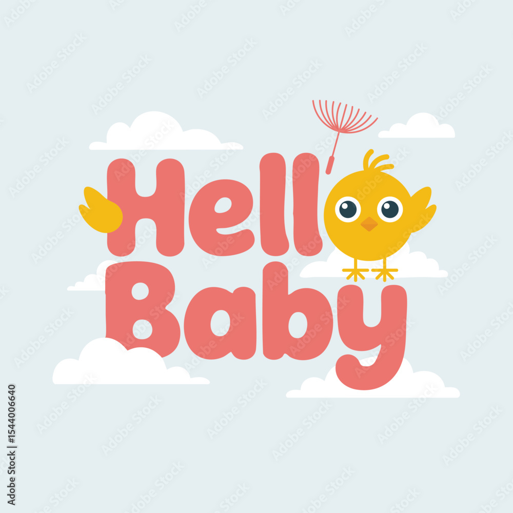 Fototapeta premium Cute vector baby greeting with 