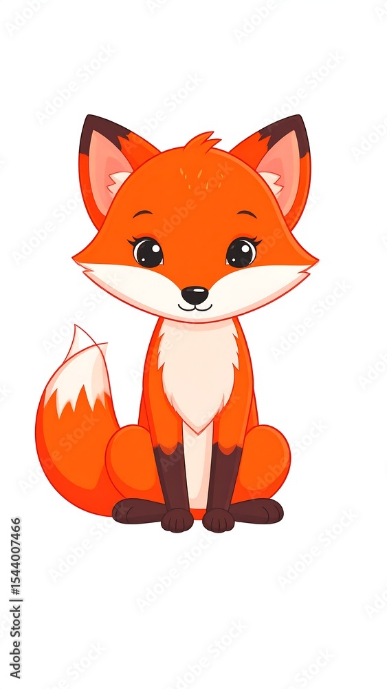 Obraz premium Cute cartoon fox illustration.