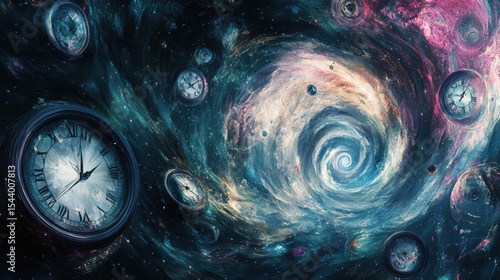 Clock Faces in Cosmic Nebula Swirl