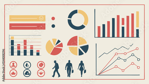 Generated AI Infographics Data Visualization Charts and Icons for Business Presentations