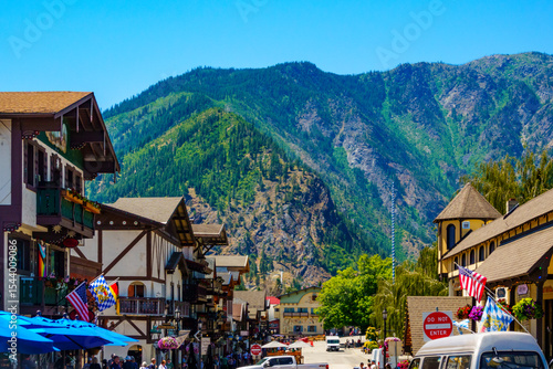 View of Leavenworth, Washington State, USA.