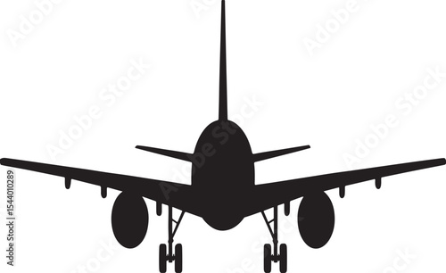 Airplane silhouette front view landing gear down silhouette