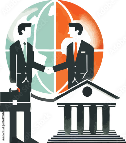 Business partners global agreement handshake banking deal cooperation success collaboration finance