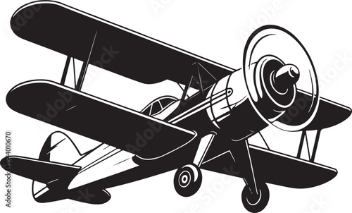Vintage biplane airplane silhouette illustration