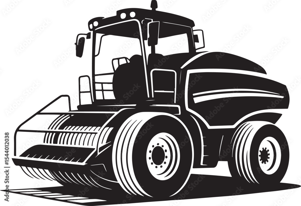 Naklejka premium Combine harvester silhouette vector illustration