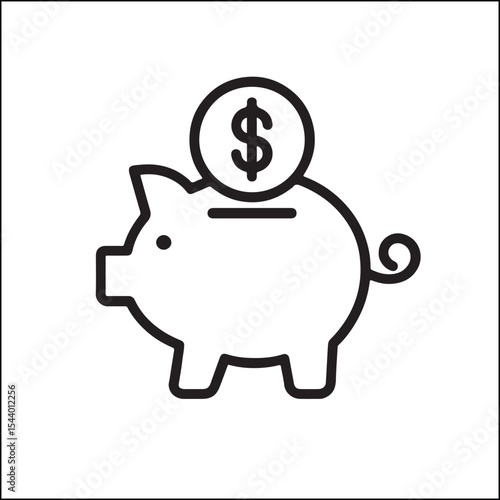 Piggy Bank with Coin Inserting Icon
