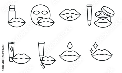Lip care line icon set. skincare, beauty, makeup line icons collection