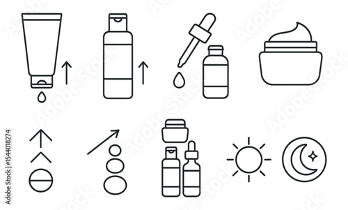 Skincare, beauty outline icon set. cosmetic, self-care, wellness icons outlined collection