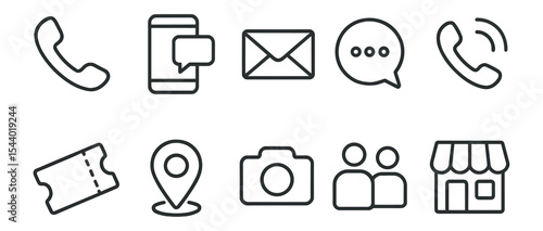 Communication and business outline icon set for effective visual communication