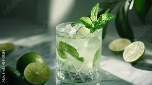 Refreshing Mojito Cocktail with Lime and Mint