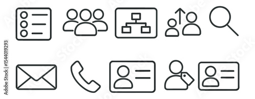 Business and communication linear icon set. teamwork, networking, contact icons
