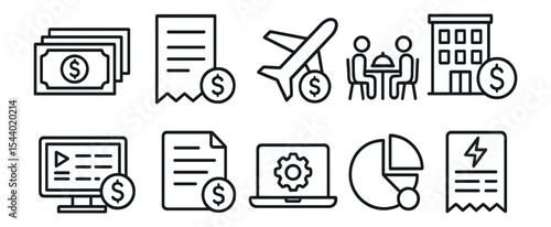 Finance line icon set. money, business, banking, economy, financial outline icons